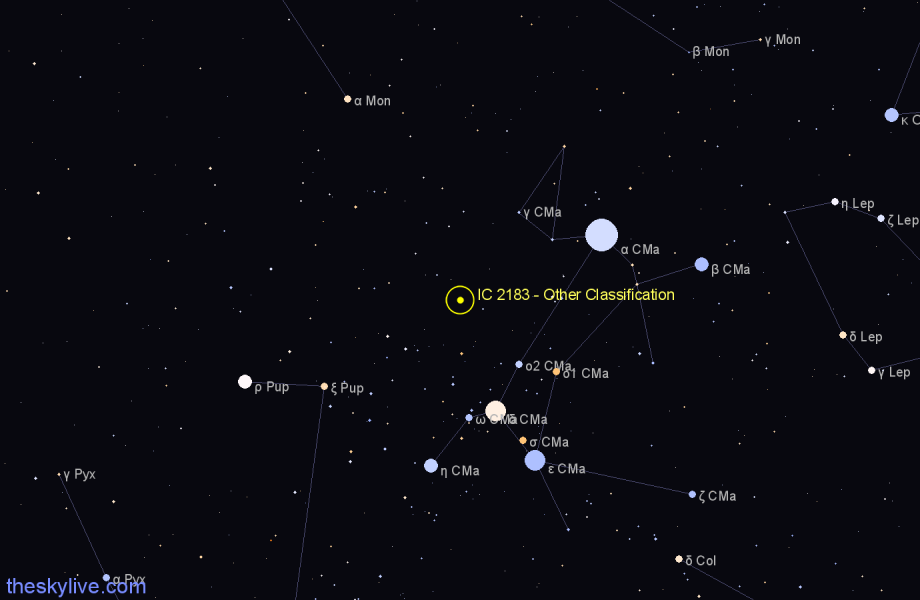 Finder chart IC 2183 - Other Classification in Canis Major star