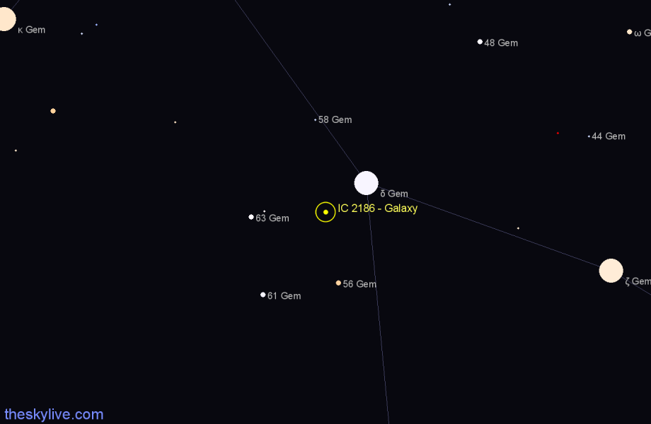 Finder chart IC 2186 - Galaxy in Gemini star