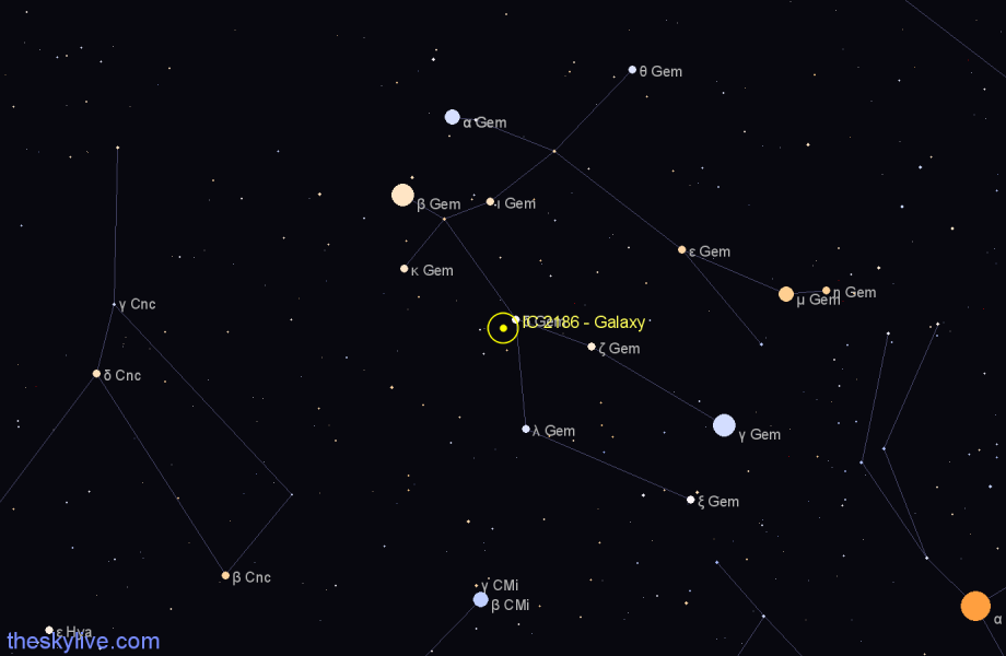 Finder chart IC 2186 - Galaxy in Gemini star