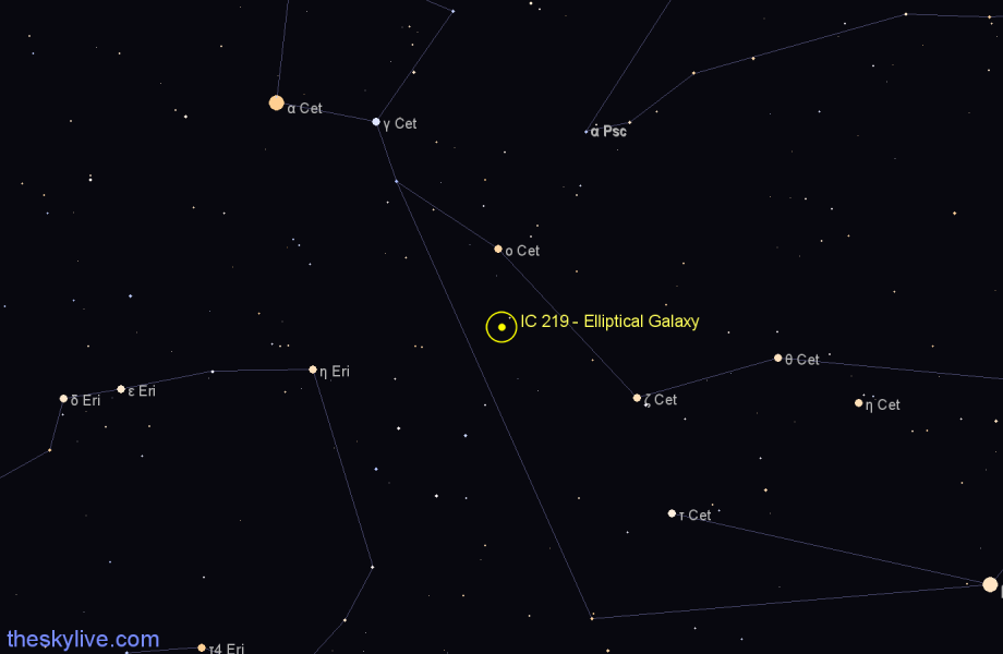 Finder chart IC 219 - Elliptical Galaxy in Cetus star