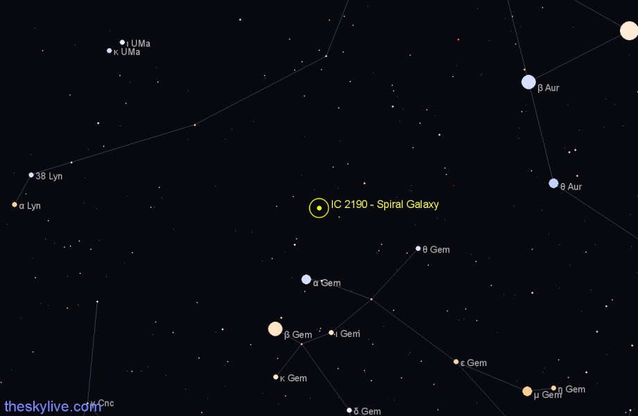 Finder chart IC 2190 - Spiral Galaxy in Lynx star