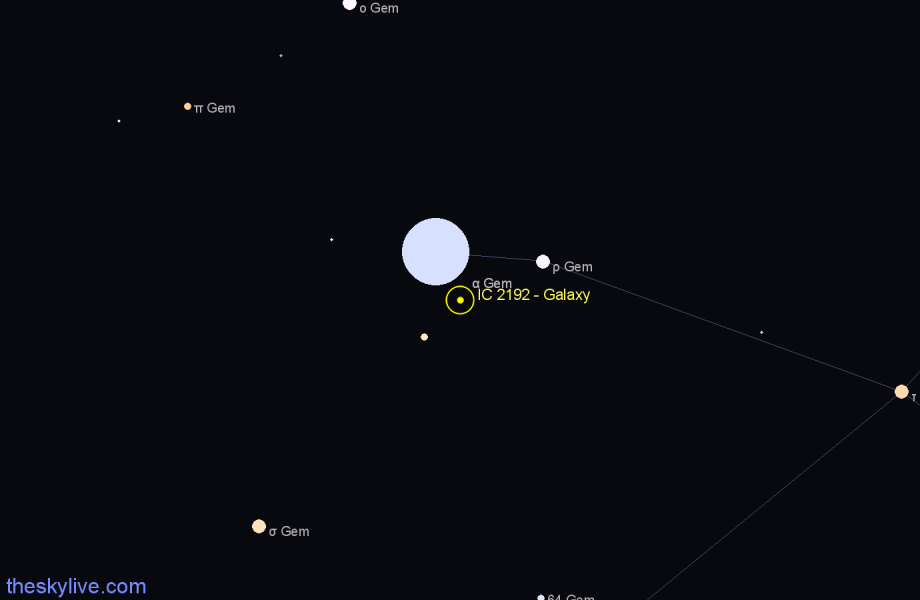 Finder chart IC 2192 - Galaxy in Gemini star