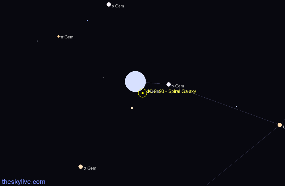 Finder chart IC 2193 - Spiral Galaxy in Gemini star