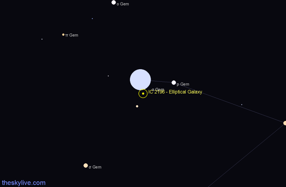 Finder chart IC 2196 - Elliptical Galaxy in Gemini star