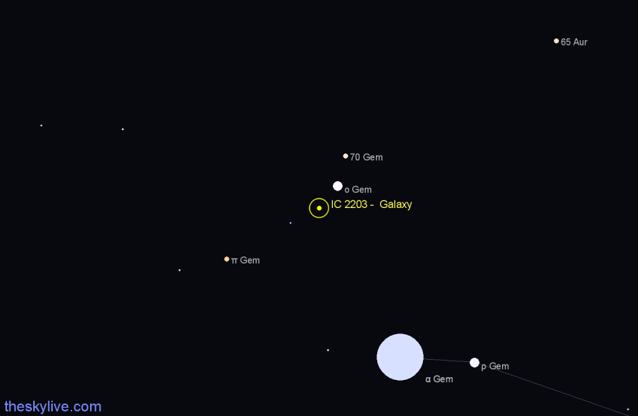 Finder chart IC 2203 - Galaxy in Gemini star