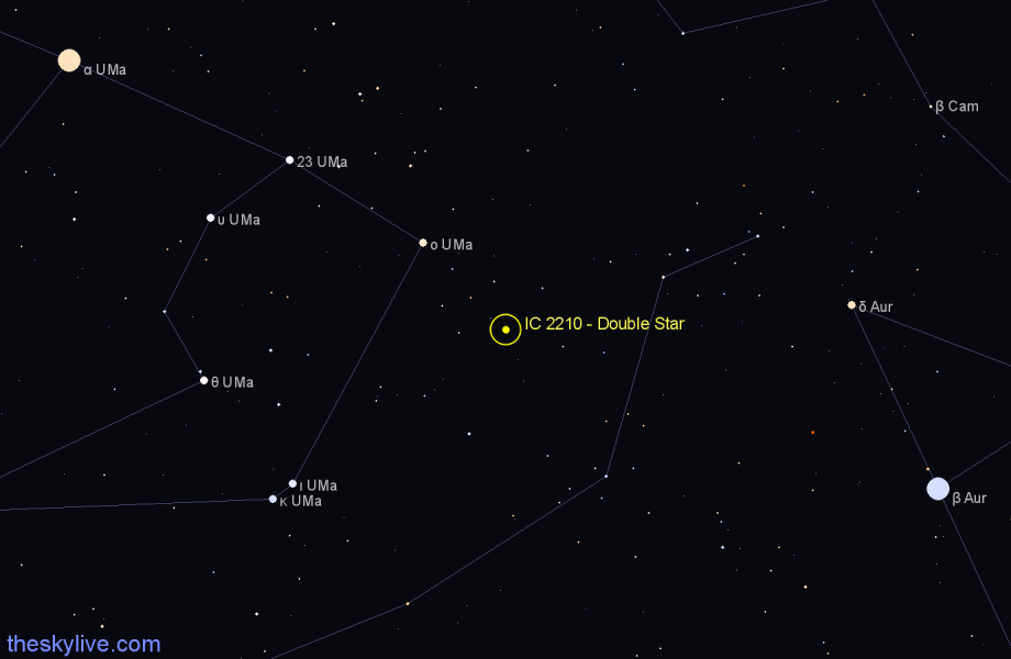 Finder chart IC 2210 - Double Star in Lynx star