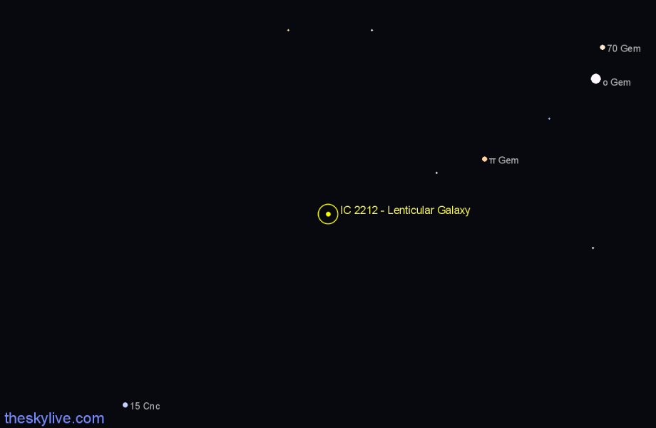 Finder chart IC 2212 - Lenticular Galaxy in Gemini star