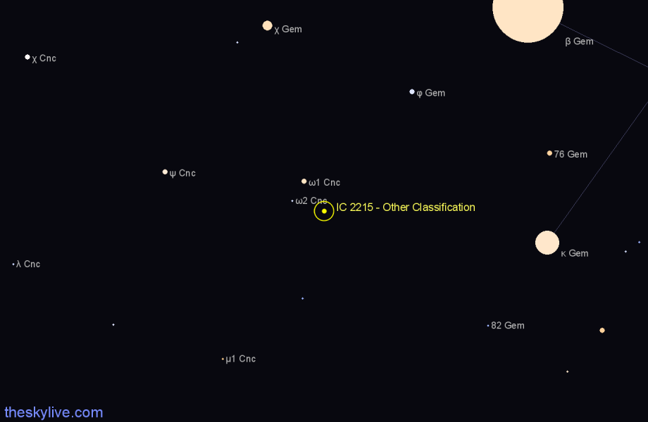 Finder chart IC 2215 - Other Classification in Cancer star