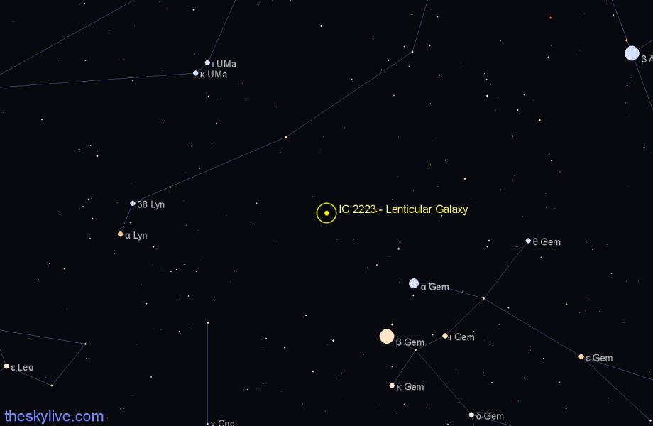 Finder chart IC 2223 - Lenticular Galaxy in Lynx star