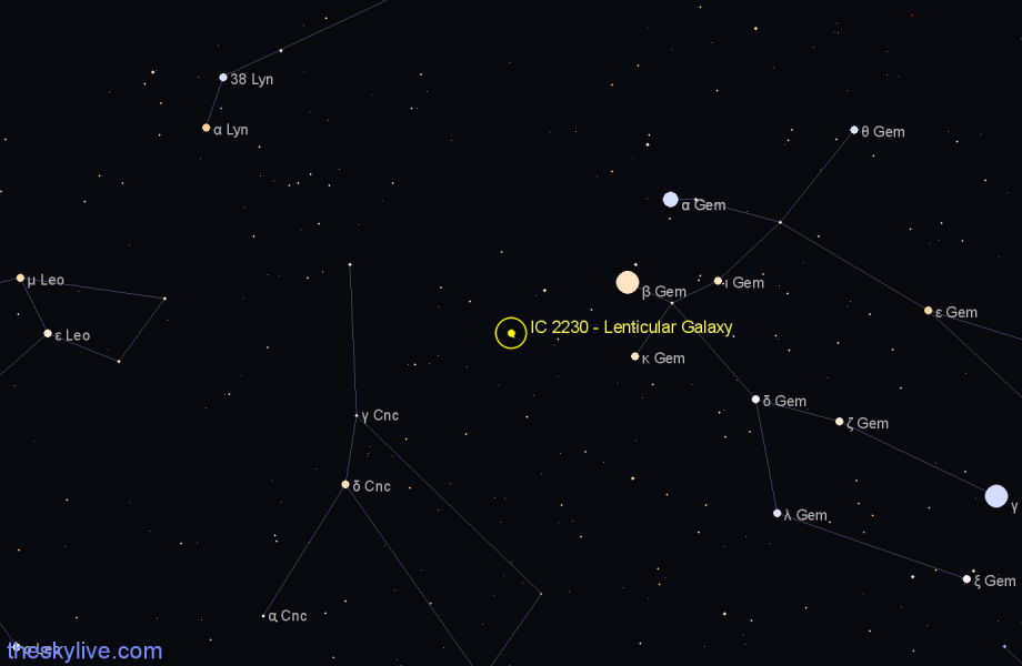 Finder chart IC 2230 - Lenticular Galaxy in Cancer star