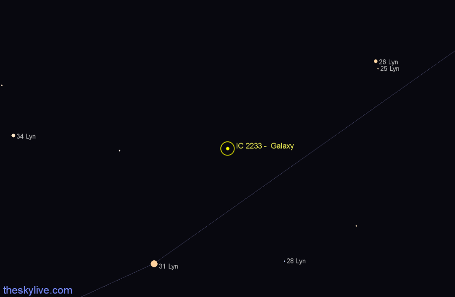 Finder chart IC 2233 -  Galaxy in Lynx star