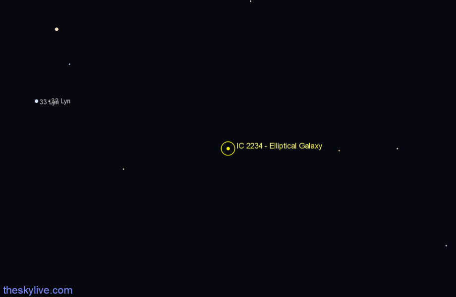 Finder chart IC 2234 - Elliptical Galaxy in Lynx star