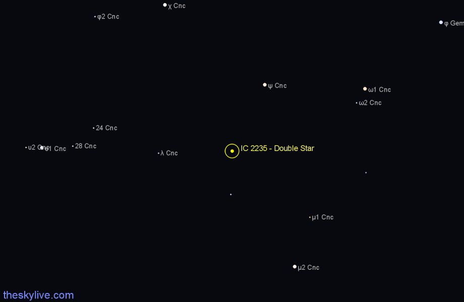 Finder chart IC 2235 - Double Star in Cancer star