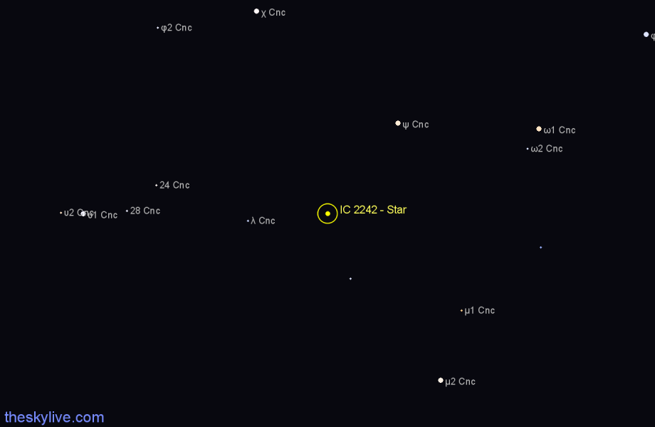 Finder chart IC 2242 - Star in Cancer star