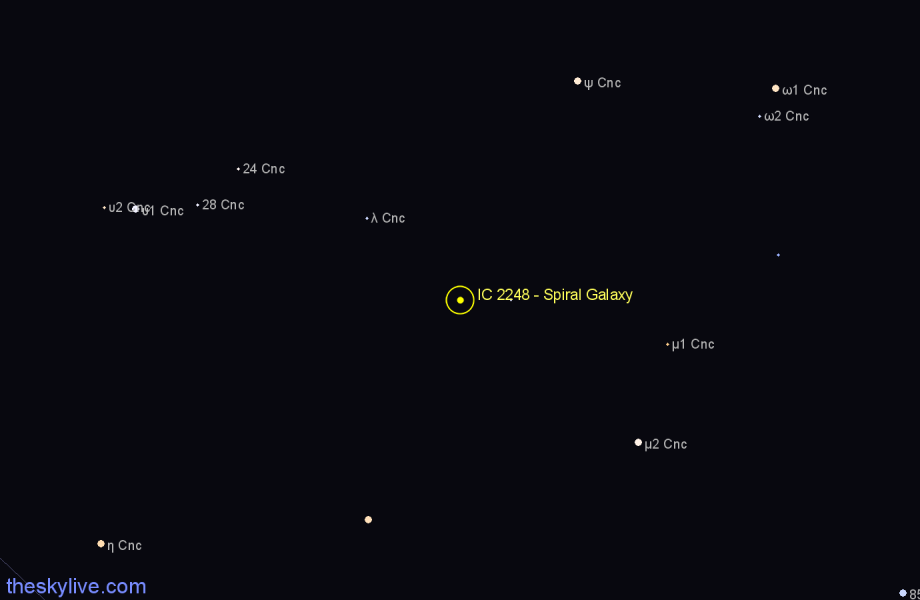 Finder chart IC 2248 - Spiral Galaxy in Cancer star