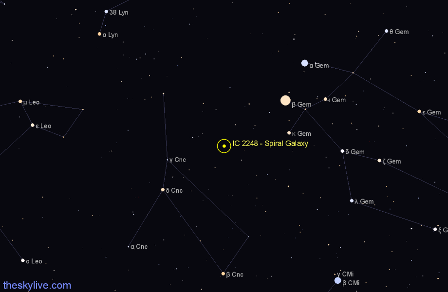 Finder chart IC 2248 - Spiral Galaxy in Cancer star