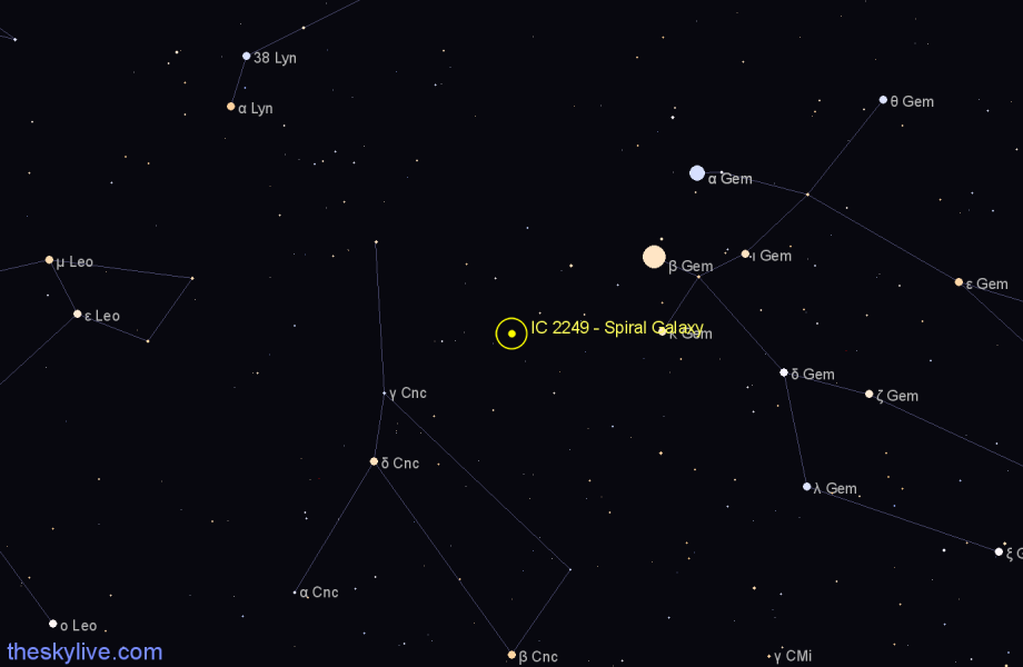 Finder chart IC 2249 - Spiral Galaxy in Cancer star