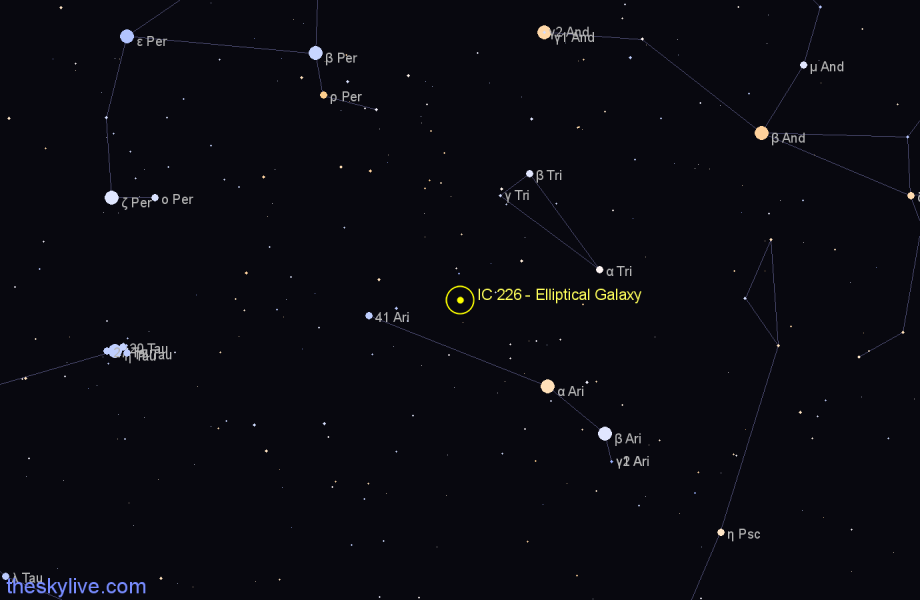 Finder chart IC 226 - Elliptical Galaxy in Triangulum star