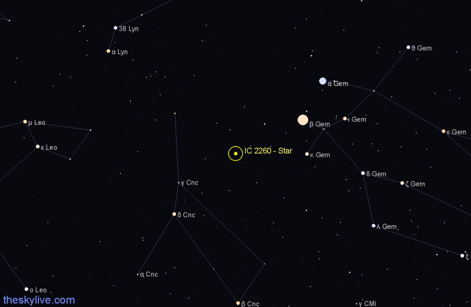Finder chart IC 2260 - Star in Cancer star