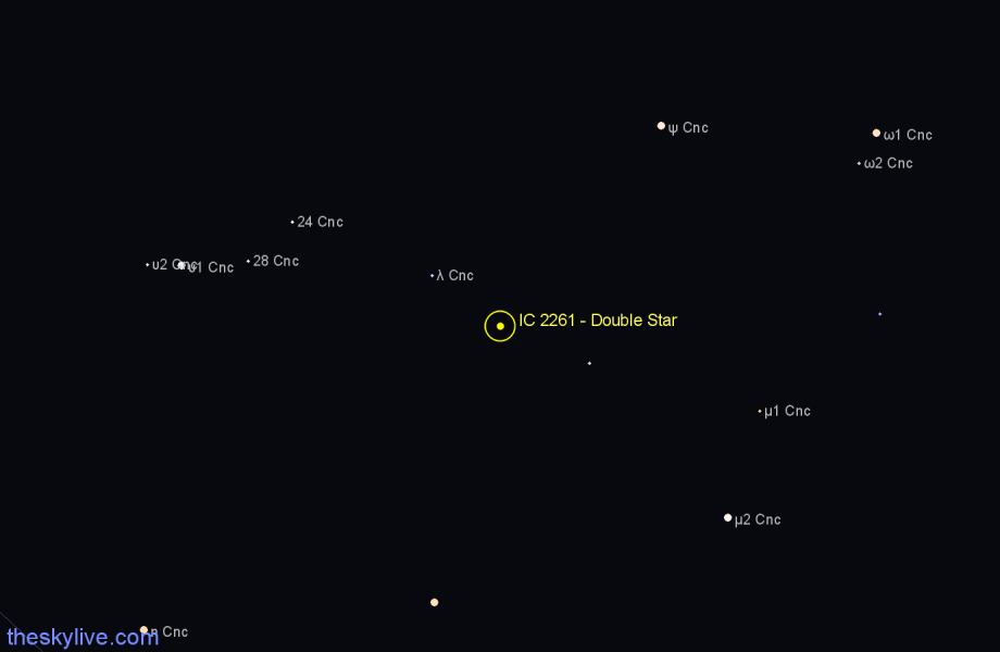 Finder chart IC 2261 - Double Star in Cancer star