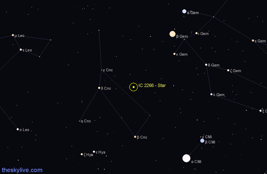 Finder chart IC 2266 - Star in Cancer star