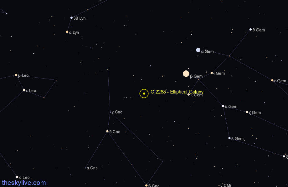 Finder chart IC 2268 - Elliptical Galaxy in Cancer star