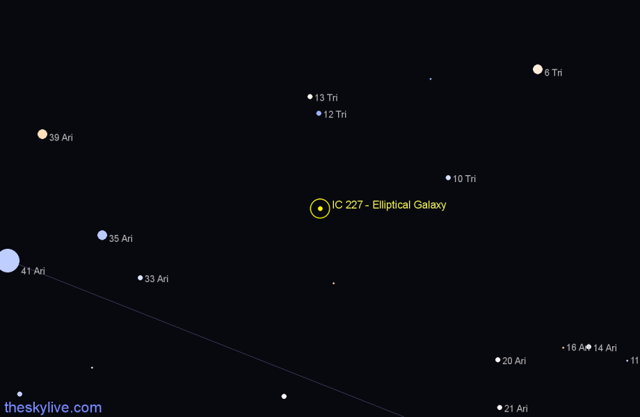 Finder chart IC 227 - Elliptical Galaxy in Triangulum star