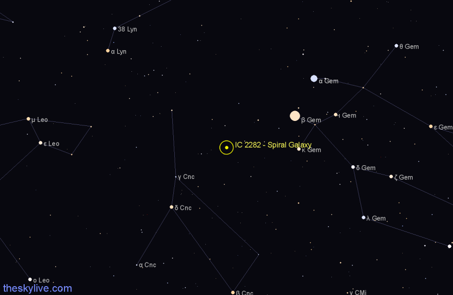 Finder chart IC 2282 - Spiral Galaxy in Cancer star