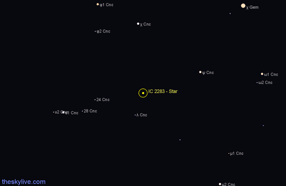 Finder chart IC 2283 - Star in Cancer star