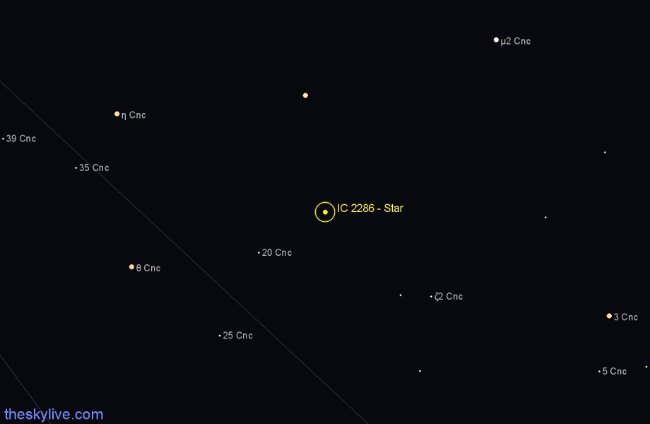 Finder chart IC 2286 - Star in Cancer star