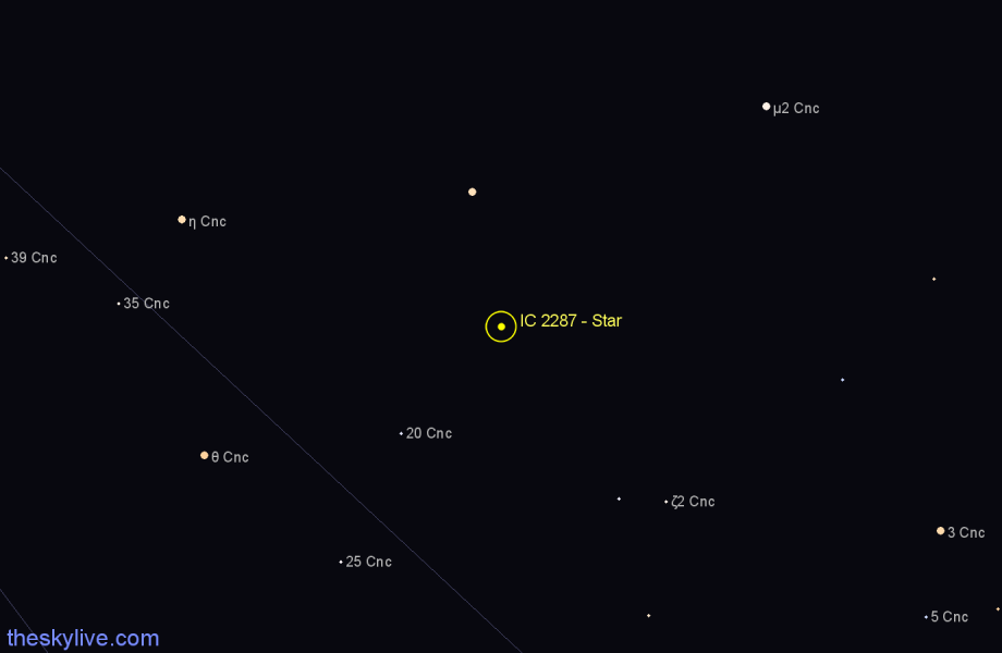 Finder chart IC 2287 - Star in Cancer star