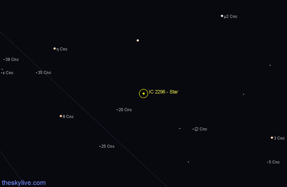 Finder chart IC 2296 - Star in Cancer star