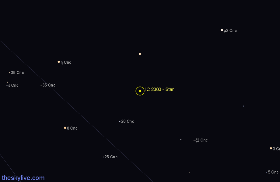Finder chart IC 2303 - Star in Cancer star