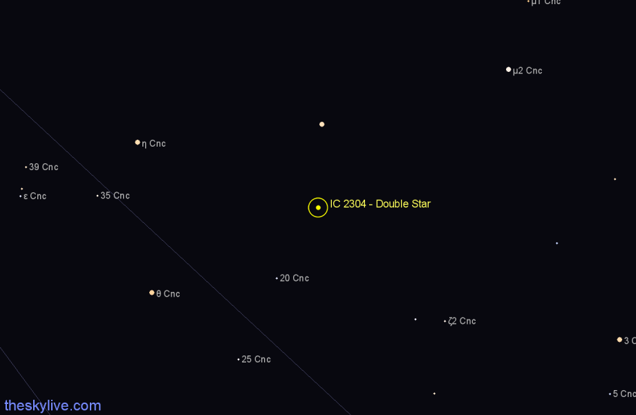 Finder chart IC 2304 - Double Star in Cancer star