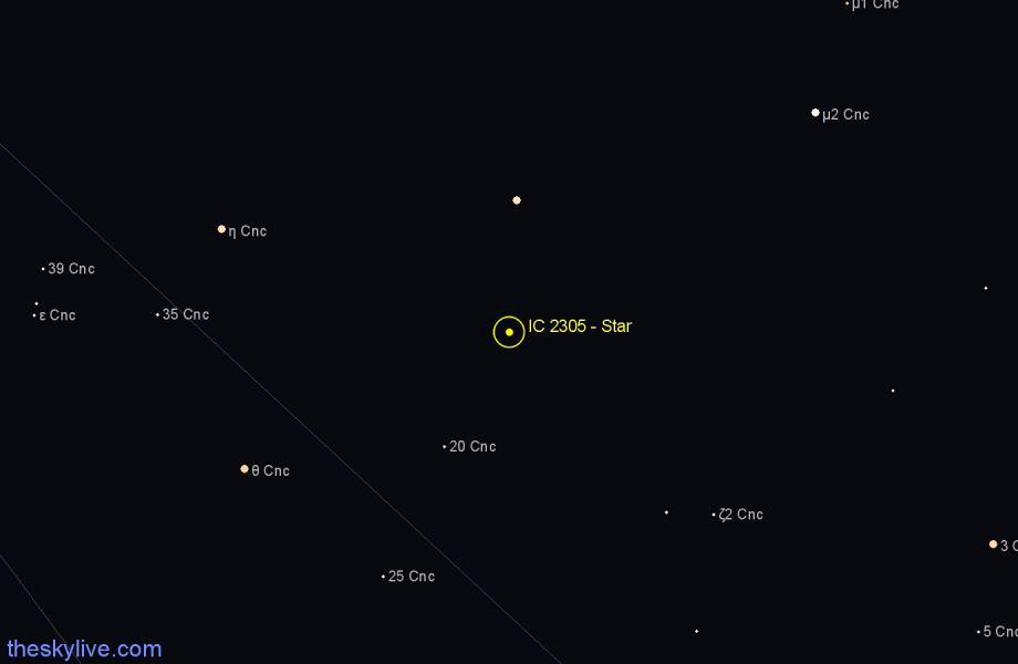 Finder chart IC 2305 - Star in Cancer star