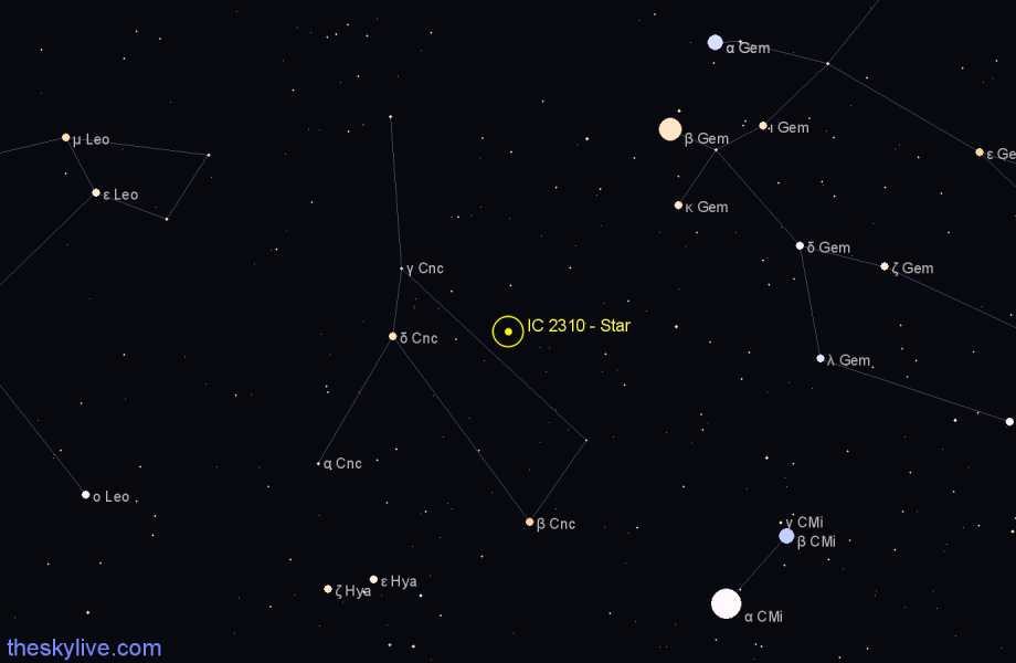 Finder chart IC 2310 - Star in Cancer star