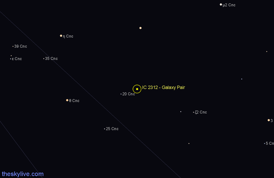 Finder chart IC 2312 - Galaxy Pair in Cancer star