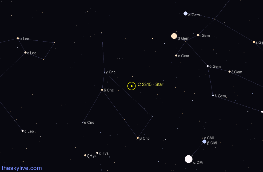 Finder chart IC 2315 - Star in Cancer star