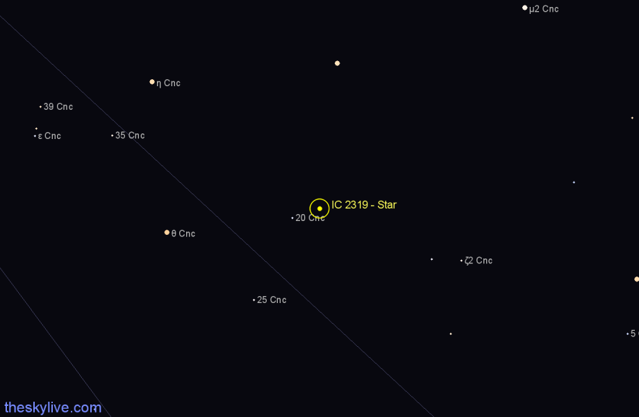 Finder chart IC 2319 - Star in Cancer star