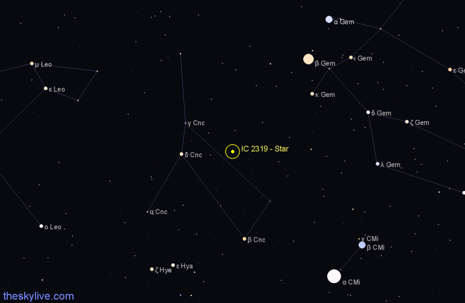 Finder chart IC 2319 - Star in Cancer star