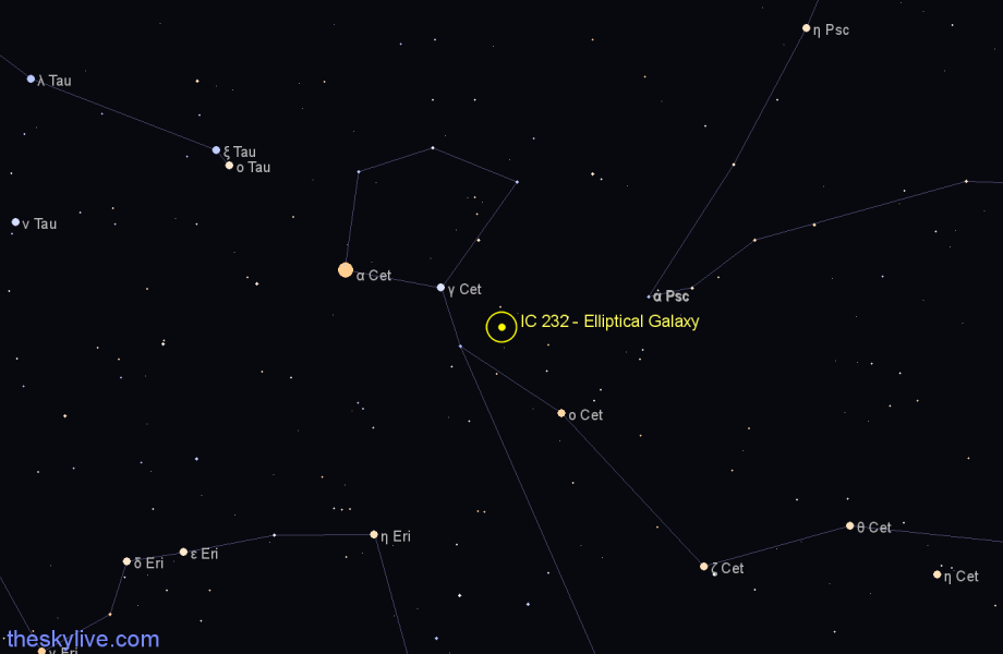 Finder chart IC 232 - Elliptical Galaxy in Cetus star