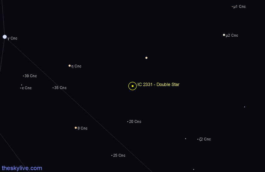 Finder chart IC 2331 - Double Star in Cancer star