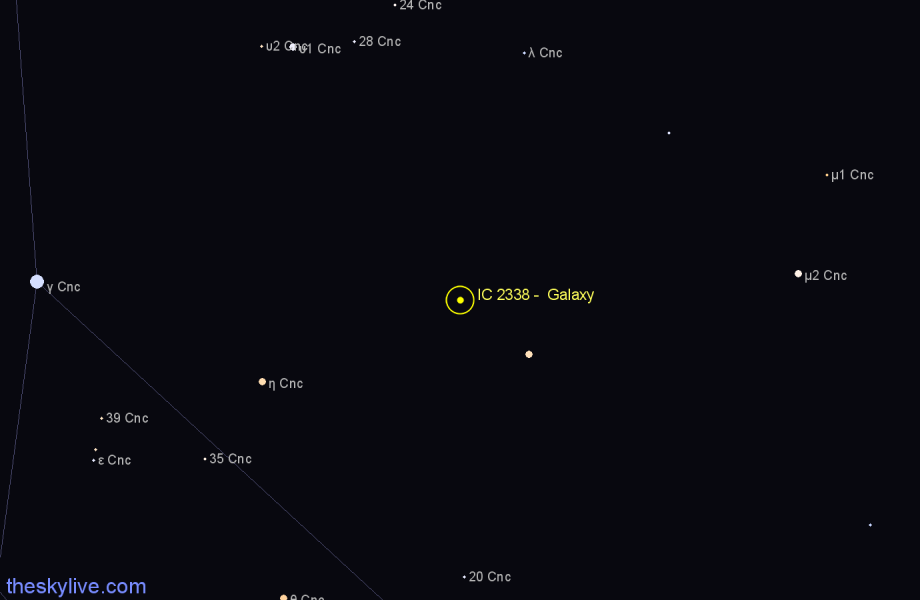 Finder chart IC 2338 -  Galaxy in Cancer star
