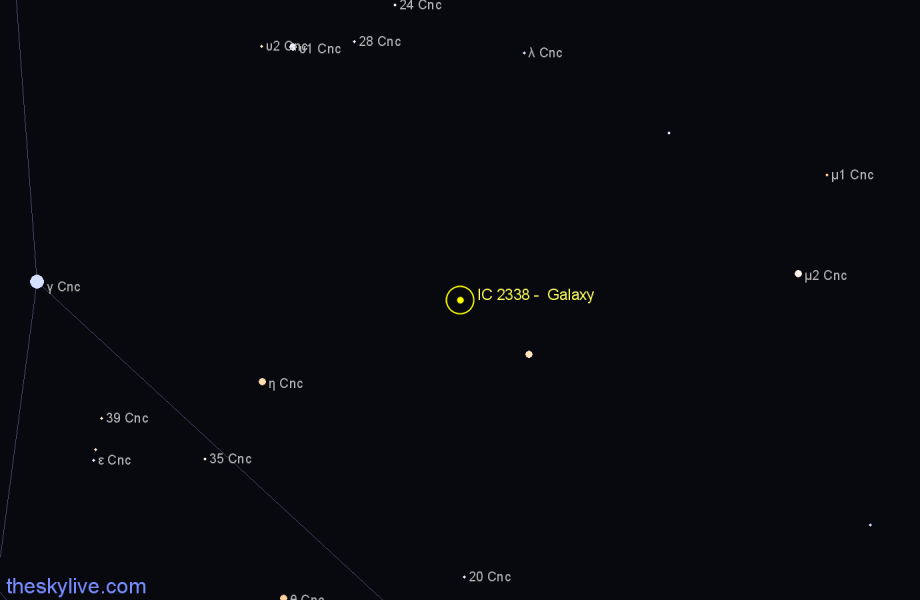 Finder chart IC 2338 - Galaxy in Cancer star