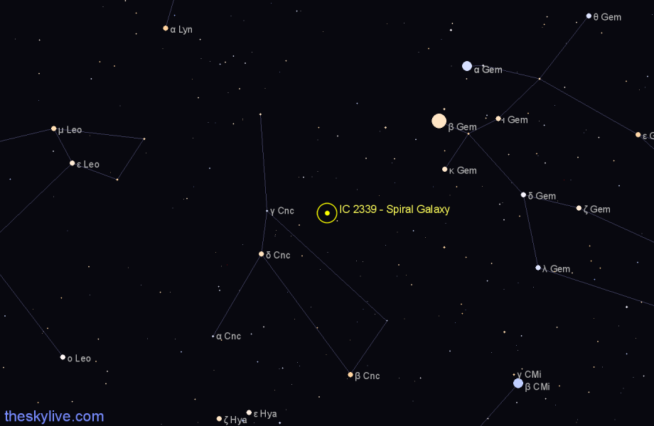 Finder chart IC 2339 - Spiral Galaxy in Cancer star