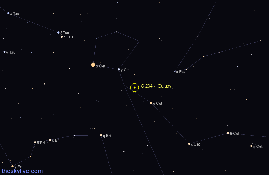 Finder chart IC 234 -  Galaxy in Cetus star
