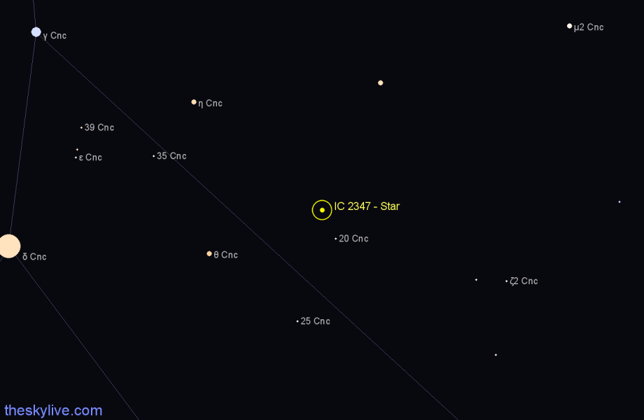 Finder chart IC 2347 - Star in Cancer star
