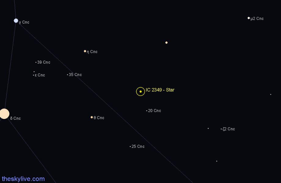 Finder chart IC 2349 - Star in Cancer star