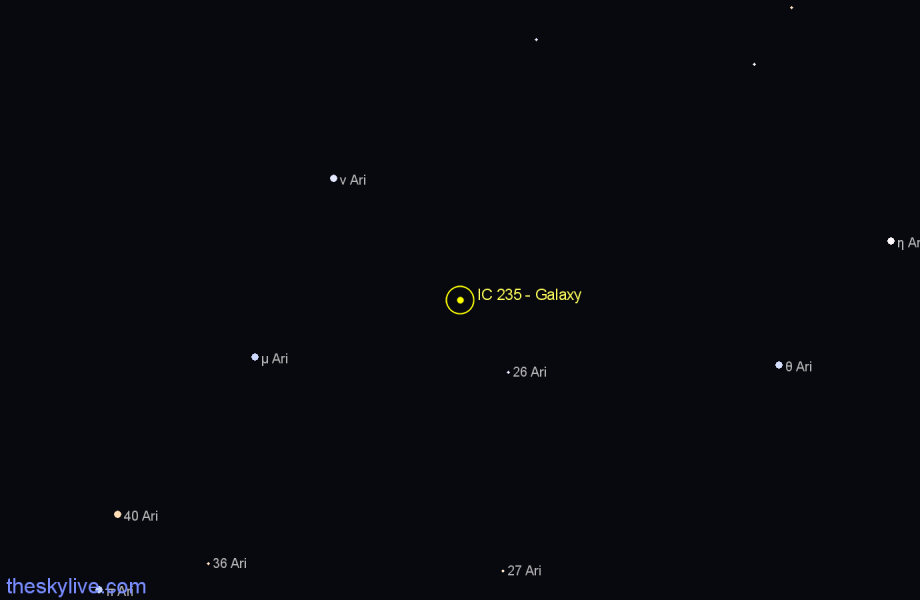 Finder chart IC 235 - Galaxy in Aries star