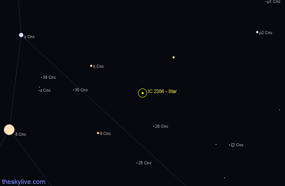 Finder chart IC 2356 - Star in Cancer star